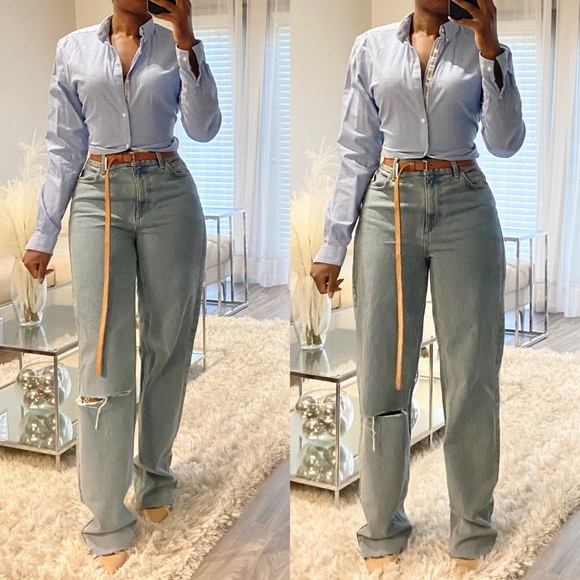 River Island Tops - LAST CHANCE | River Island Slim Fit Oxford - Light Blue